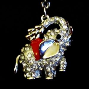 Diamante elephant pendant red